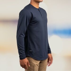 BYLT Basics Men's Long Sleeve Henley Tee - Navy